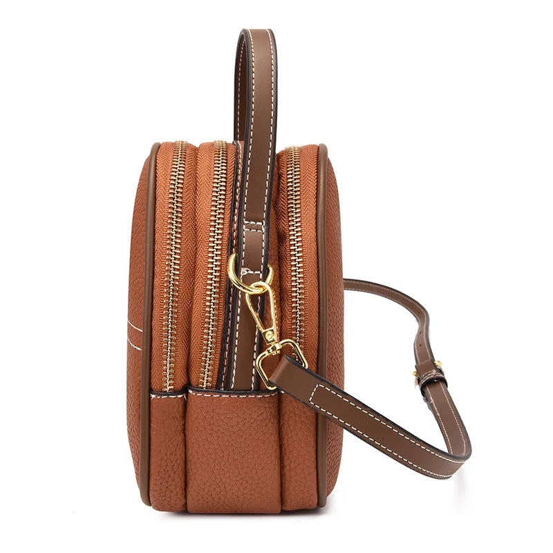 Sac Bandoulière Femme Cuir Véritable - Brune