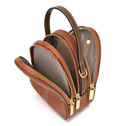 Sac Bandoulière Femme Cuir Véritable - Brune